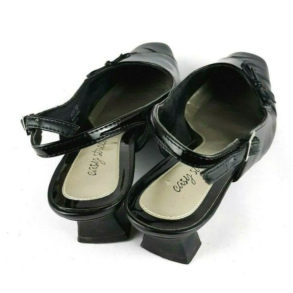 Slingback Shoes Faux Leather Heels Bow Strap - Picture 4 of 5